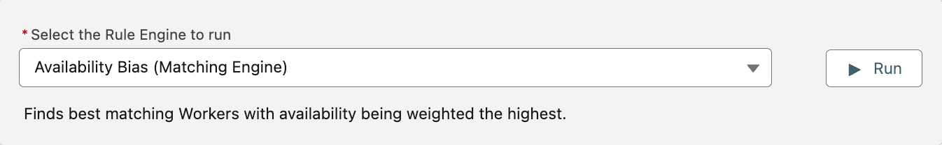 Rule engine selection drop-down list