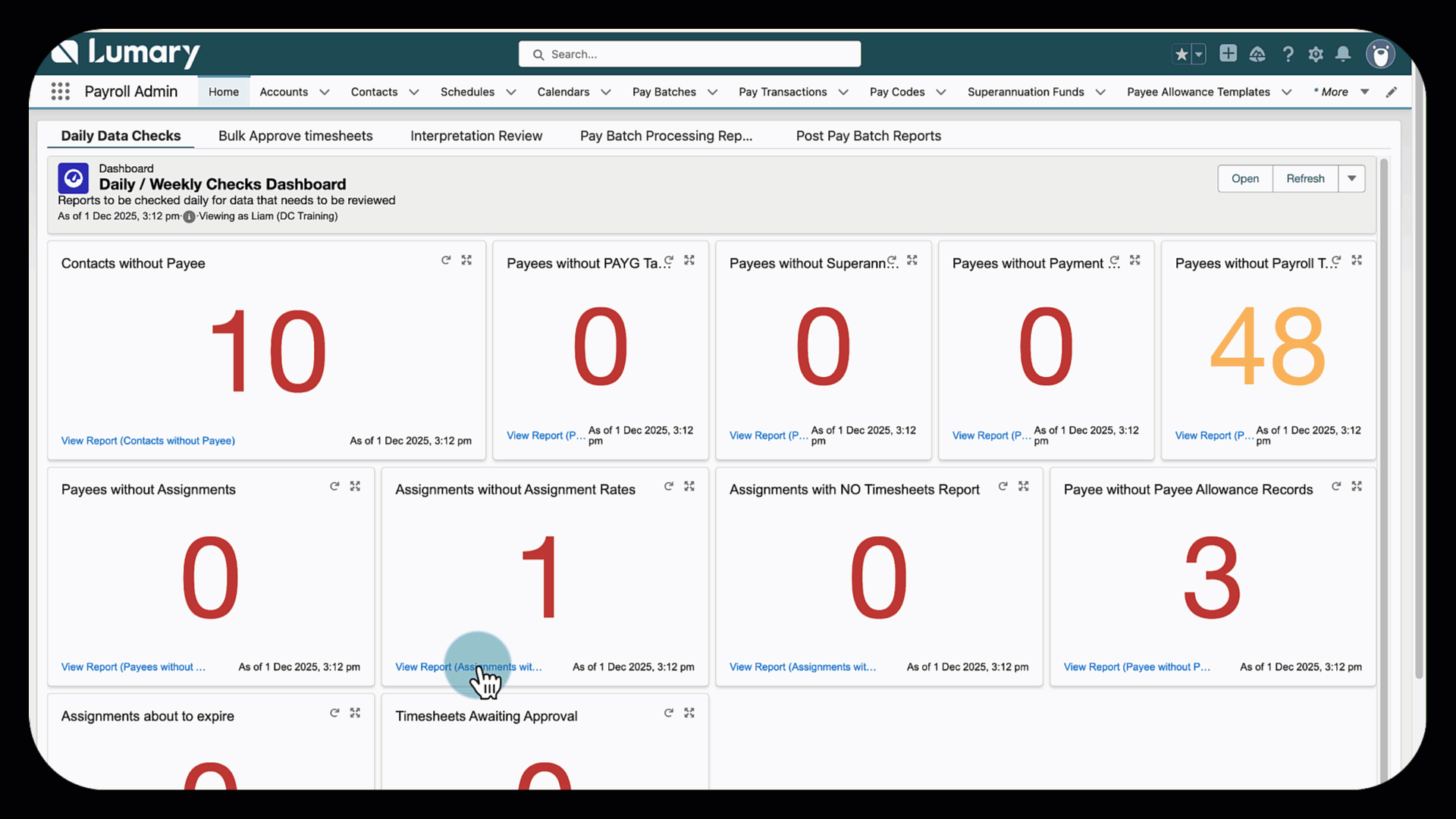 Salaried assignment rates