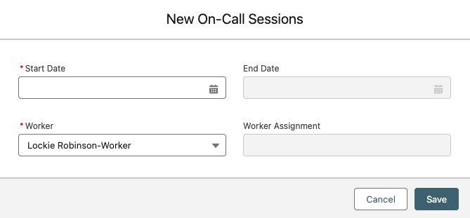 New On-Call Sessions modal